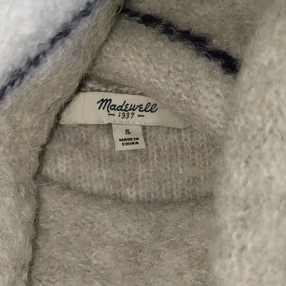 Madewell Grey Boucle Knit Roundtrip Striped Cozy Sweater - Picture 5 of 6